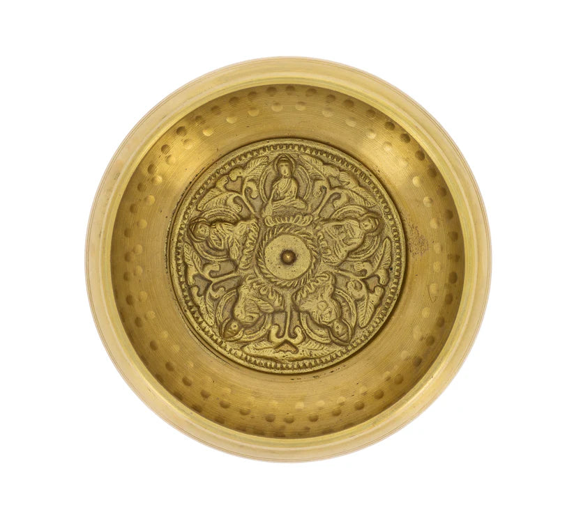 Tibetan Singing Bowls 5 Buddha carved 10 cm