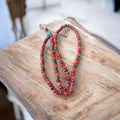 Himalayan Yak Bone Red Mala with Torquoise and coral Inlaid