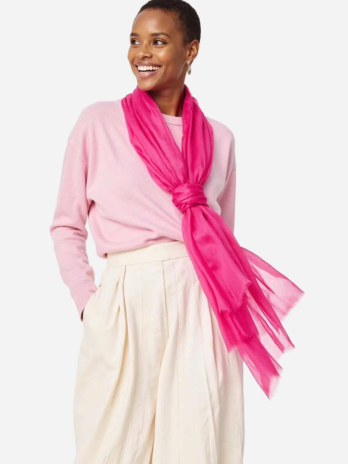 100% Featherlight Fuchsia Cashmere Scarf