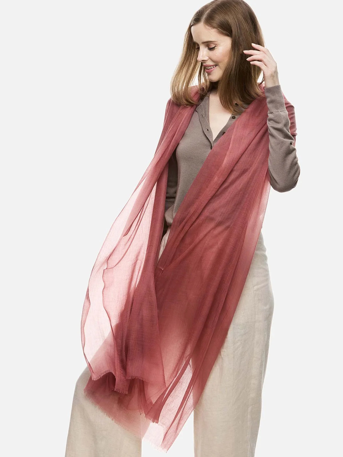 Featherlight Desert Rose 100% Cashmere Scarf