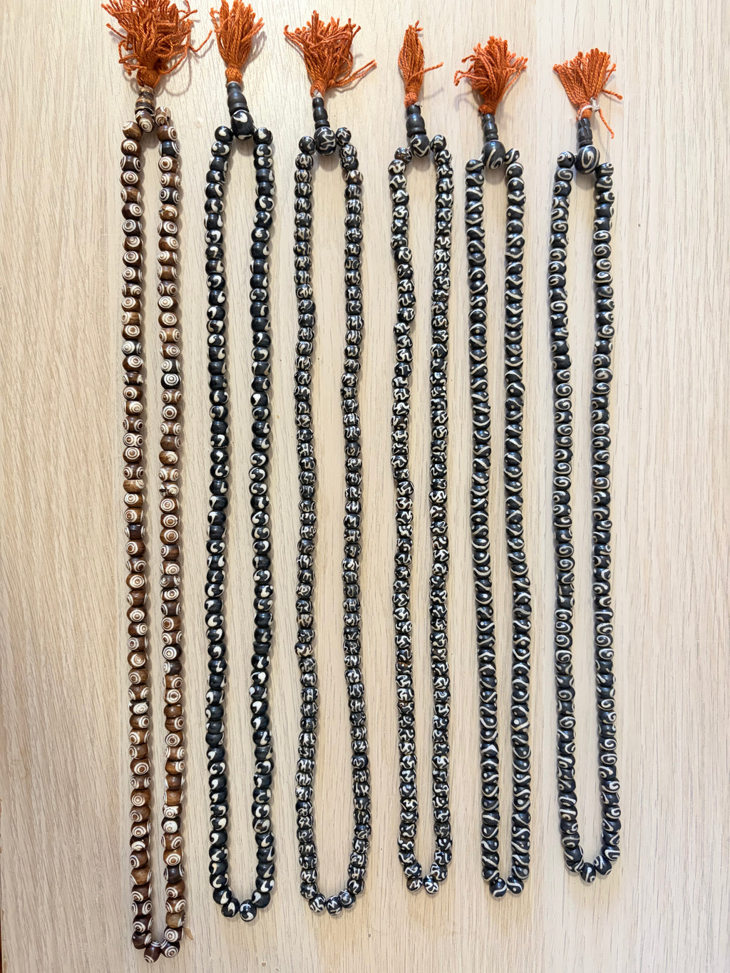 Tibetan Yak Bone Mala with Mantra Carved