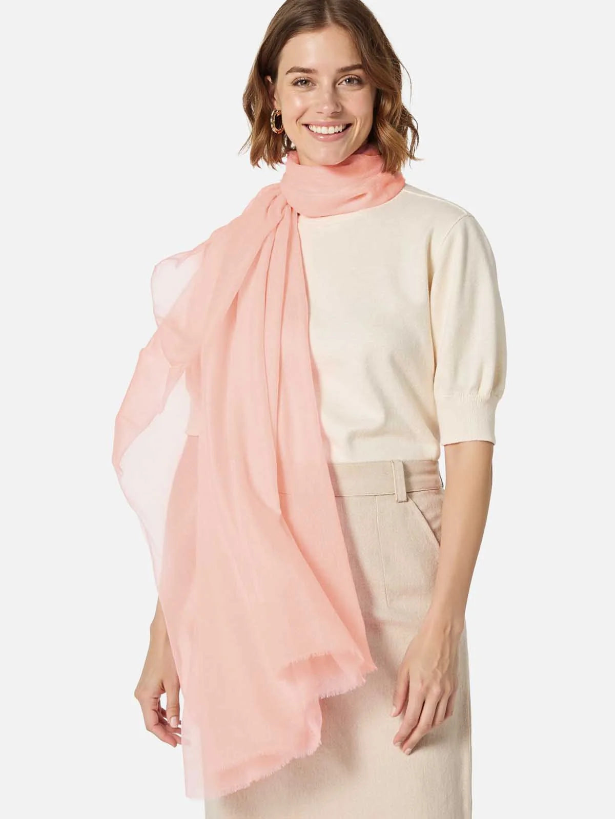 100% Featherlight Pink Cashmere Scarf