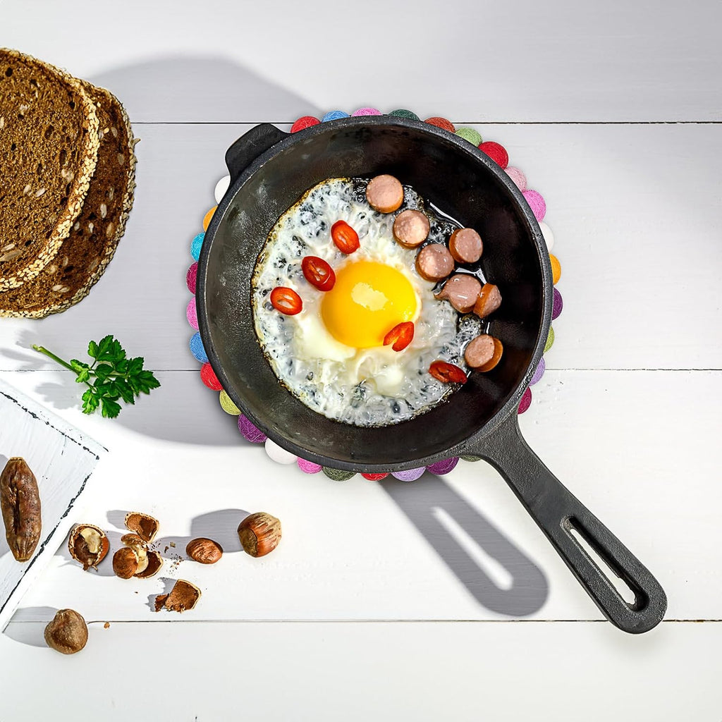 Round Felt Ball Coasters, 7.87" Wool Felt Table Coasters, Handmade Felt Trivet Felt Ball Coasters Heat-Resistant Table Mats for Kitchen, Room Decor