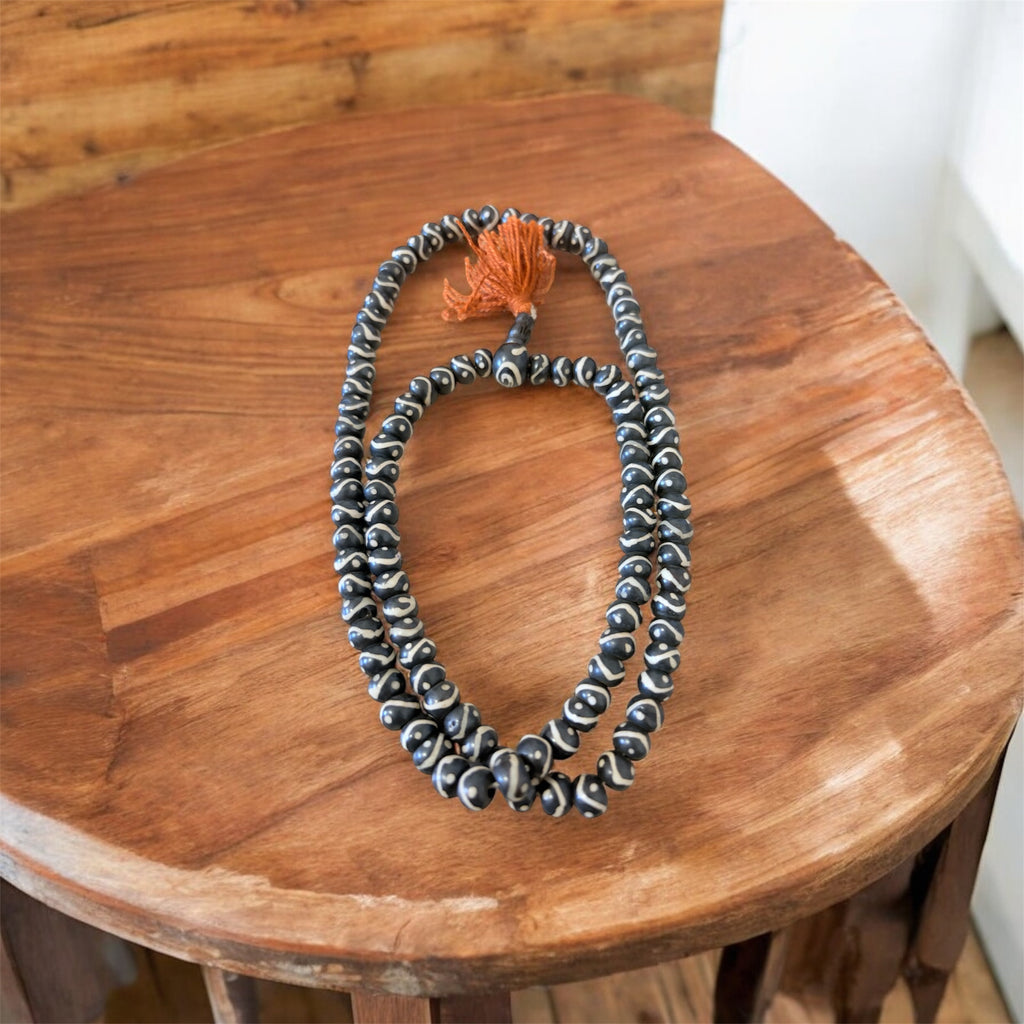Tibetan Yak Bone Mala with Mantra Carved