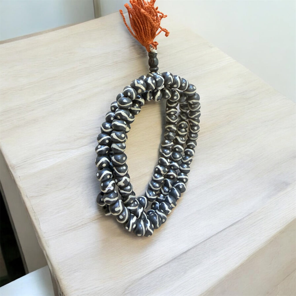 Tibetan Yak Bone Mala with Mantra Carved