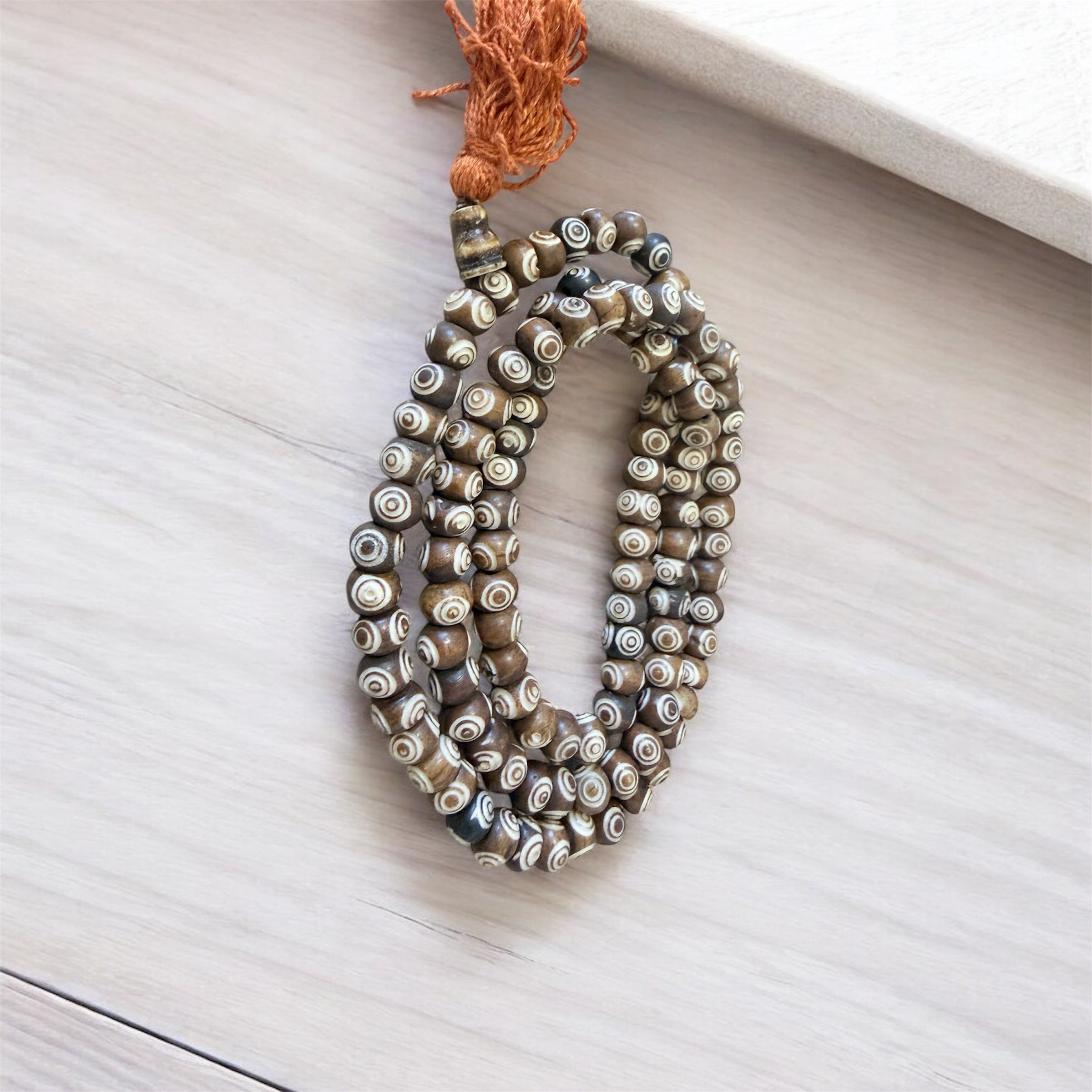Tibetan Yak Bone Mala with Mantra Carved