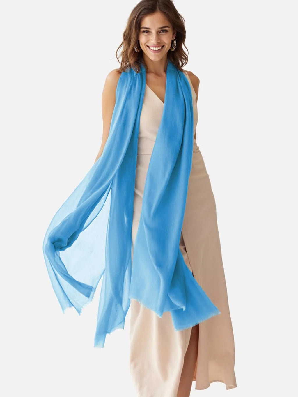 Featherlight Sky Blue 100%  Cashmere Scarf