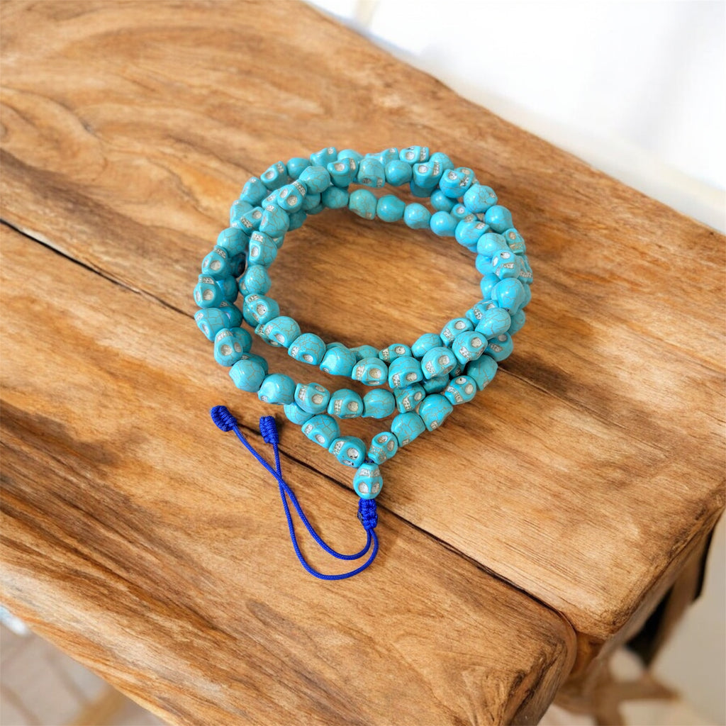 Himalayan Yak Bone Mala Turquoise Skull Mala