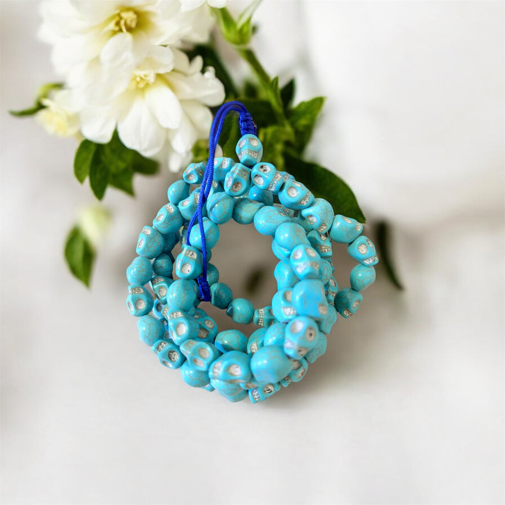 Himalayan Yak Bone Mala Turquoise Skull Mala