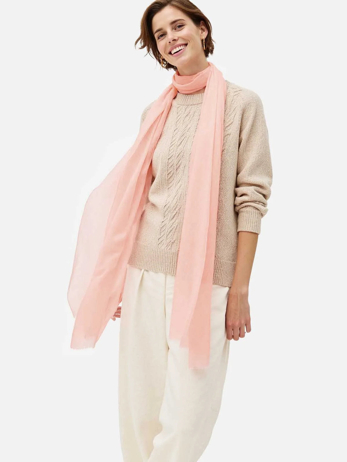 100% Featherlight Pink Cashmere Scarf