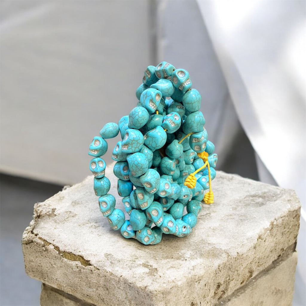 Himalayan Yak Bone Mala Turquoise Skull Mala