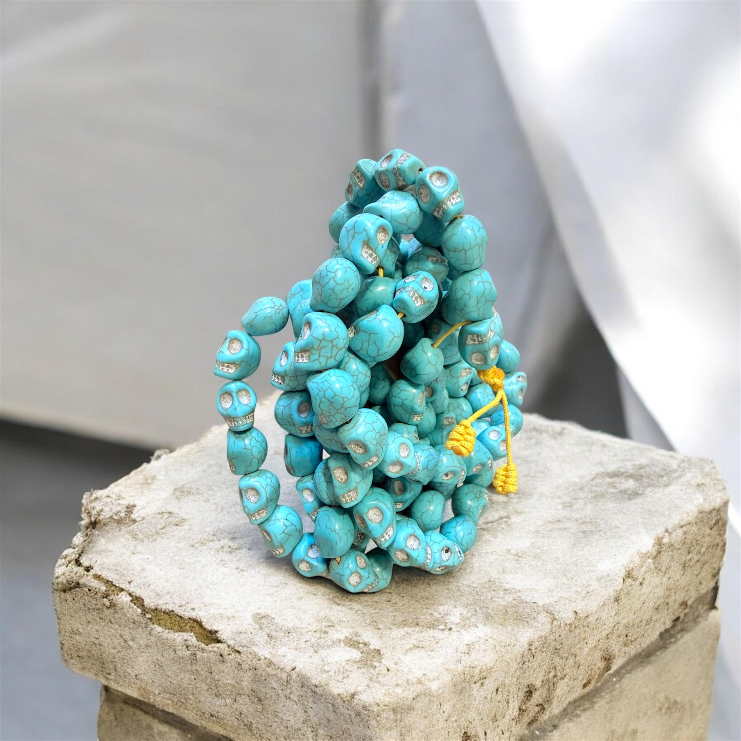 Himalayan Yak Bone Mala Turquoise Skull Mala