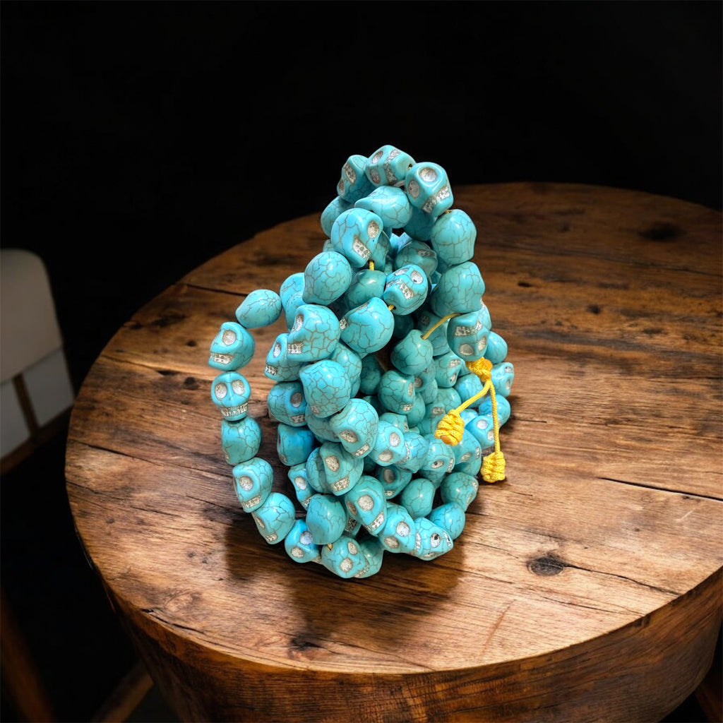 Himalayan Yak Bone Mala Turquoise Skull Mala