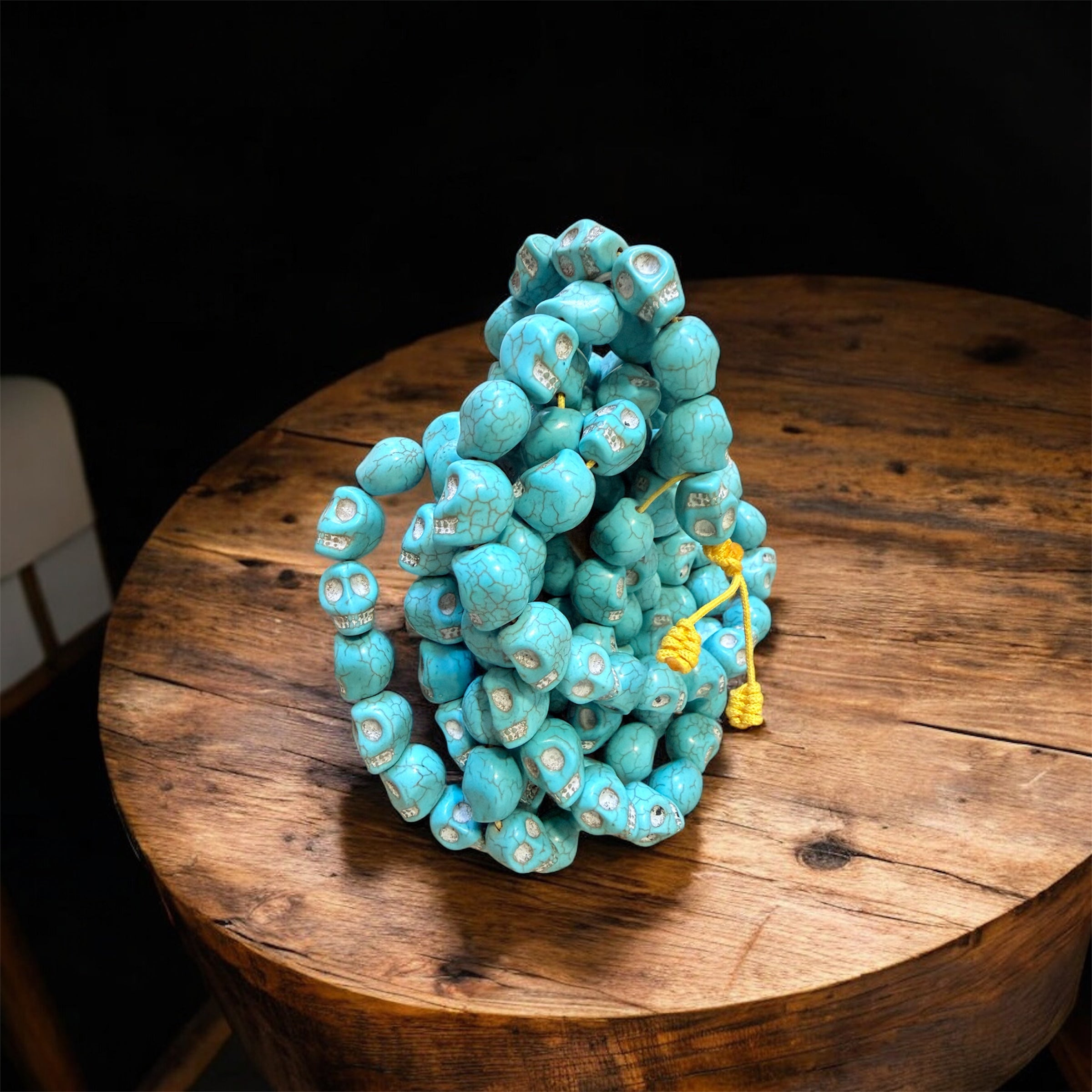 Himalayan Yak Bone Mala Turquoise Skull Mala