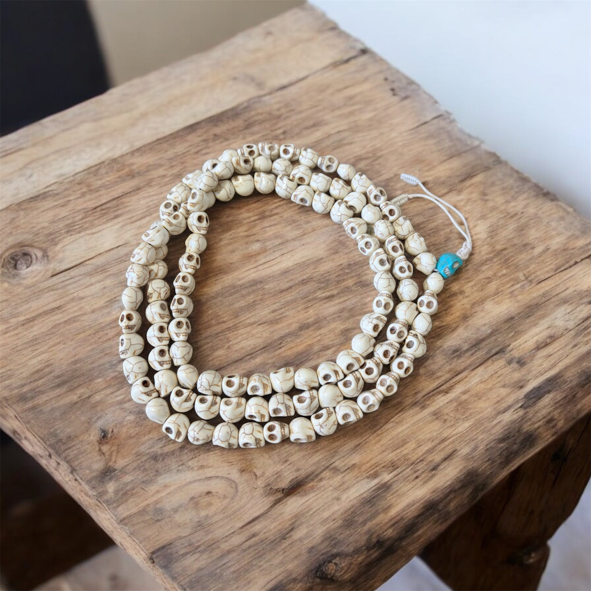 Himalayan Yak Bone White Skull Mala