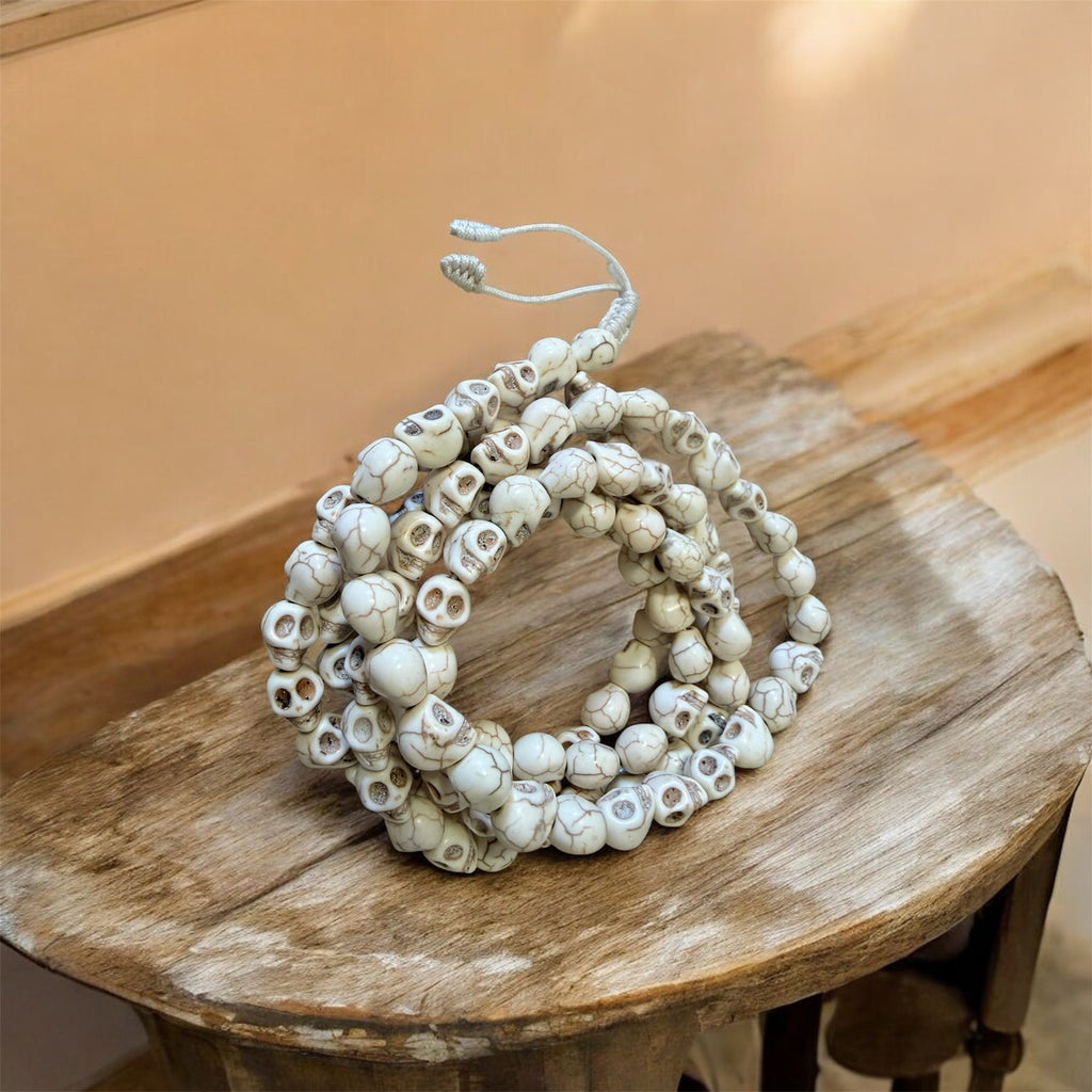Himalayan Yak Bone White Skull Mala
