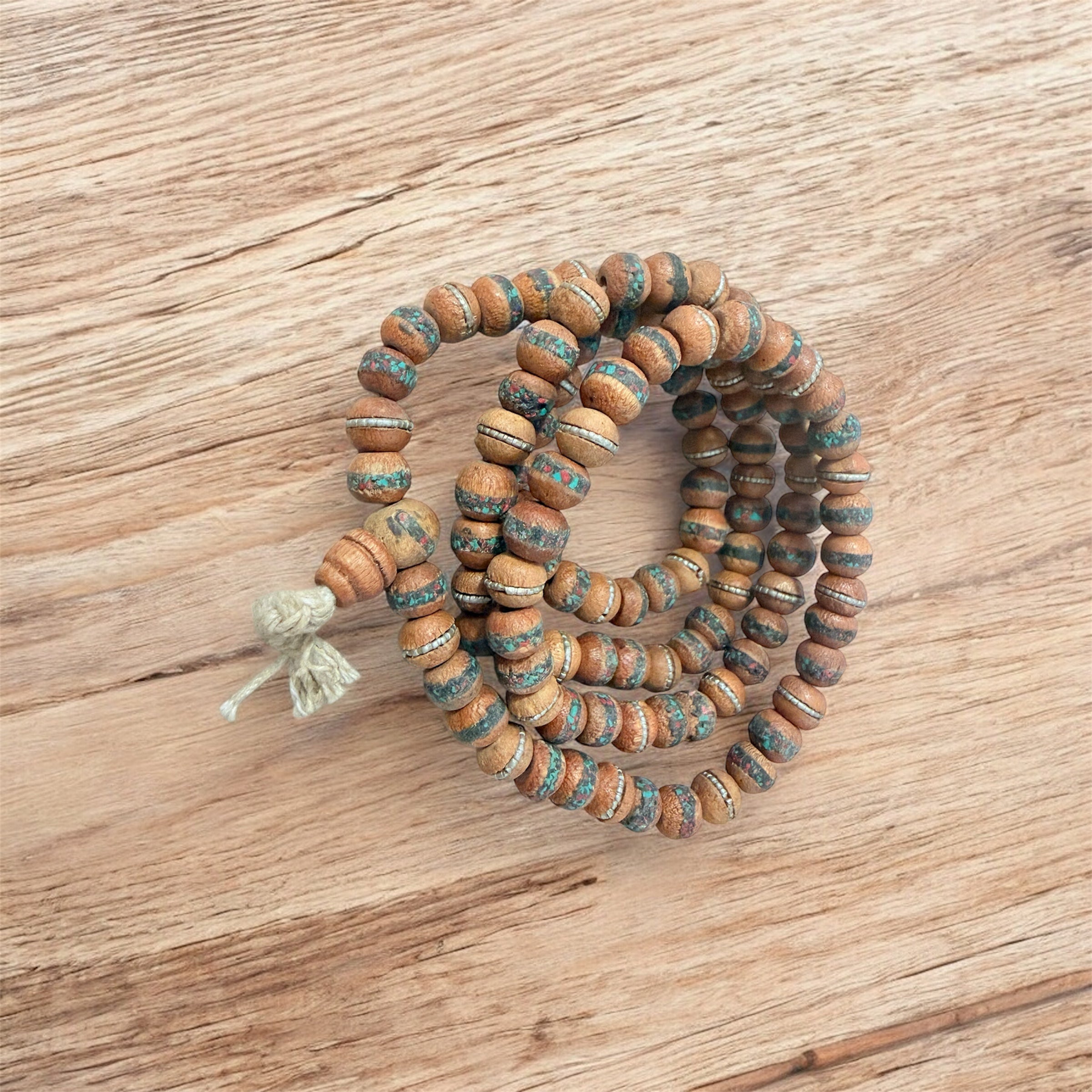 Tibetan Yoga Meditation Sandalwood Bead Inlaid.