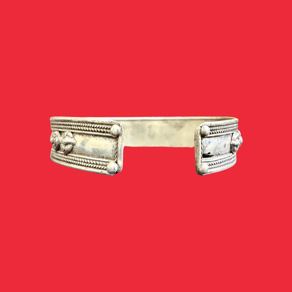 Tibetan OM MANI PADME HUNG MANTRA Sterling Silver and Gold Plated  Bracelet