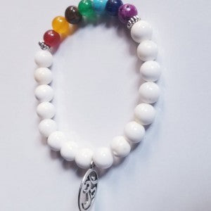 HEALING 7 CHAKRA  WHITE SHELL WITH OM BRACELET