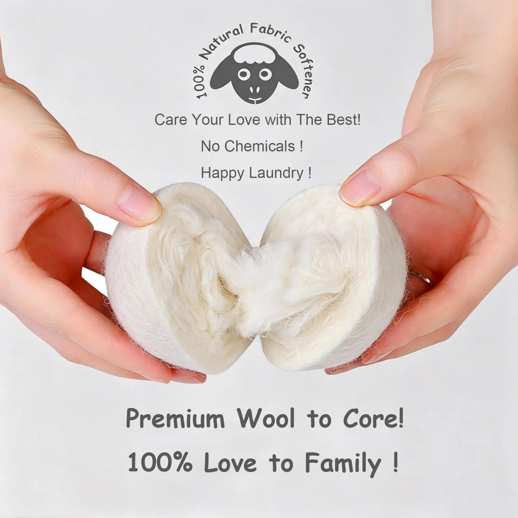 Budieggs Wool Dryer Balls Organic XL 4-Pack, 100% New Zealand Wool Chemical Free Fabric Softener for 1000+ Loads, Bab