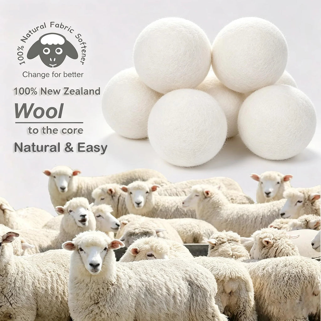 Budieggs Wool Dryer Balls Organic XL 4-Pack, 100% New Zealand Wool Chemical Free Fabric Softener for 1000+ Loads, Bab