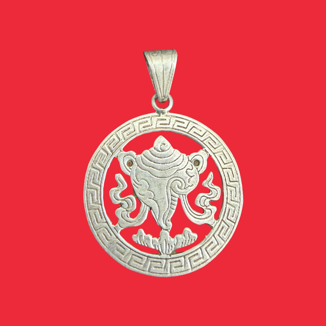 Tibetan Eight Auspicious Symbol Sterling Silver Pendant