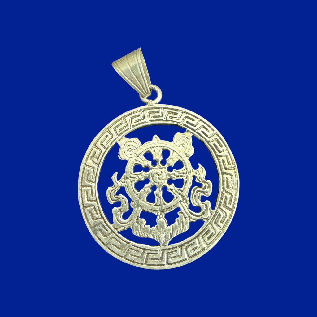 Tibetan Eight Auspicious Symbol Sterling Silver Pendant