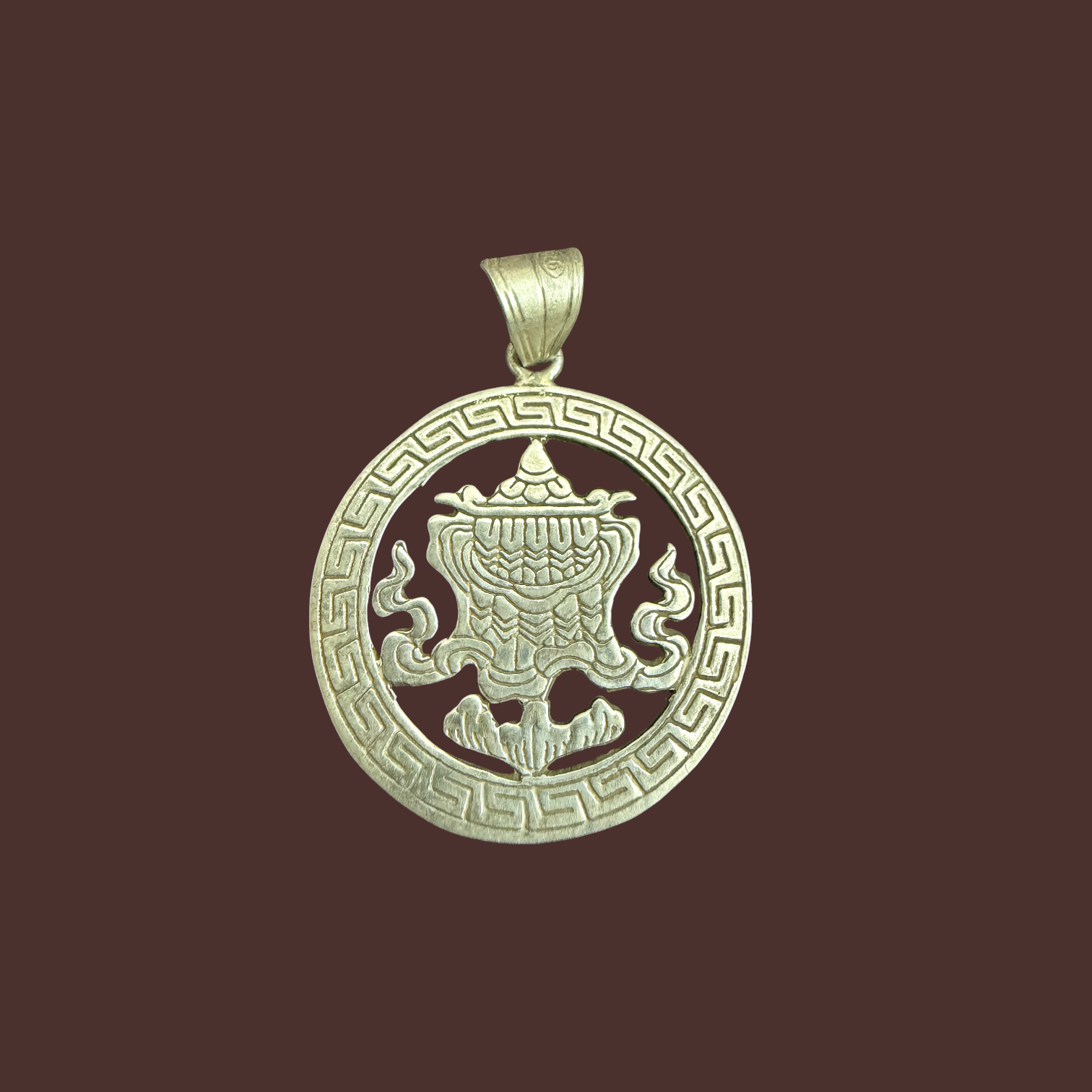 Tibetan Eight Auspicious Symbol Silver Pendant Set
