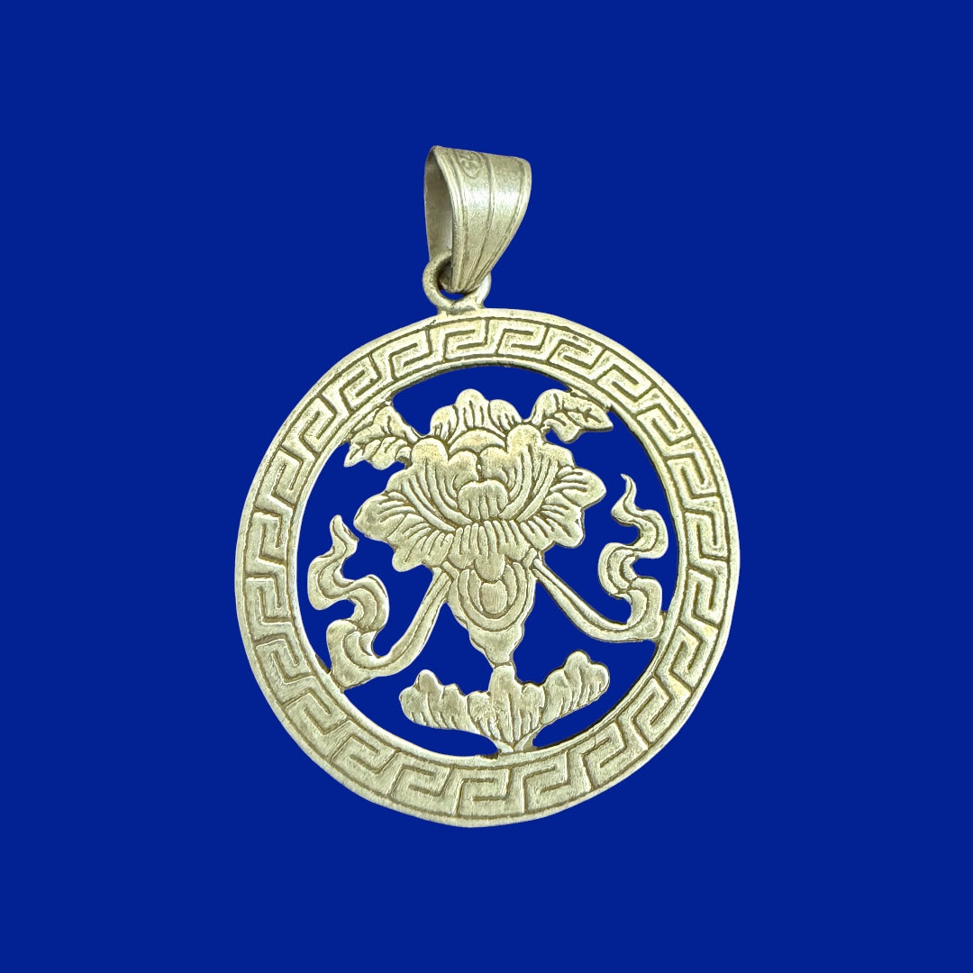 Tibetan Eight Auspicious Symbol Silver Pendant Set