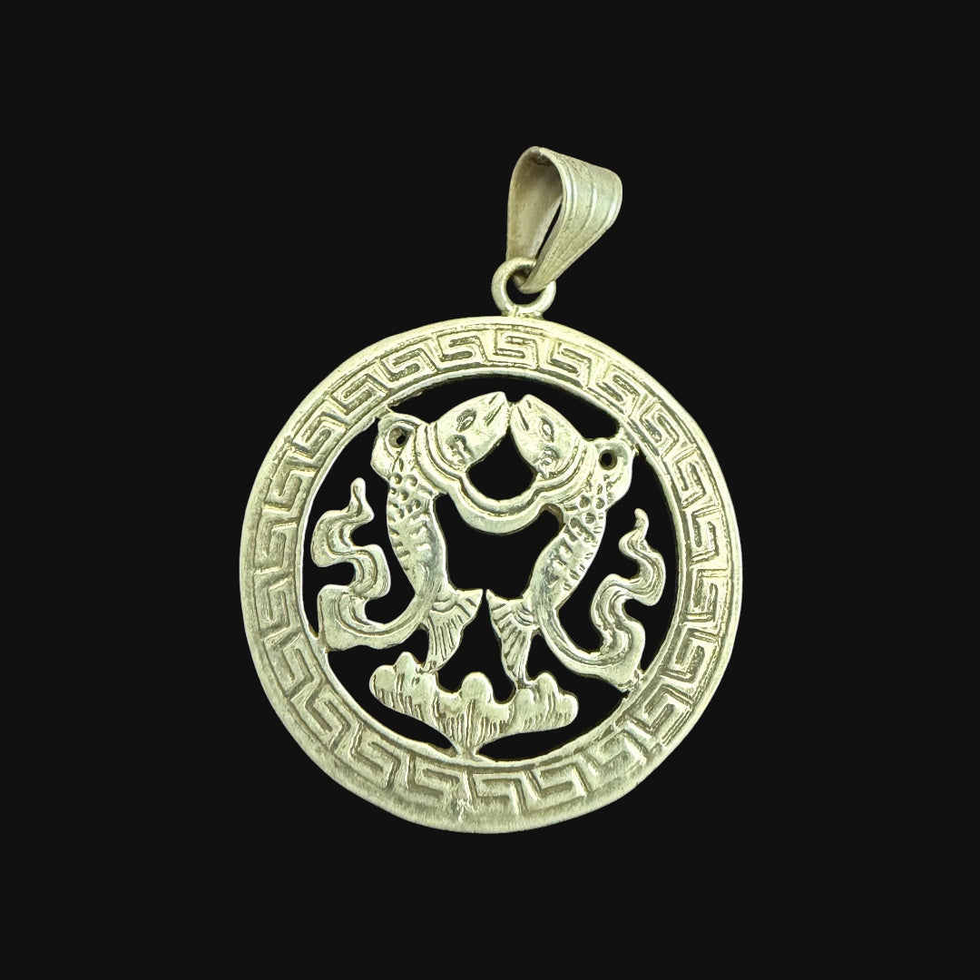 Tibetan Eight Auspicious Symbol Silver Pendant Set