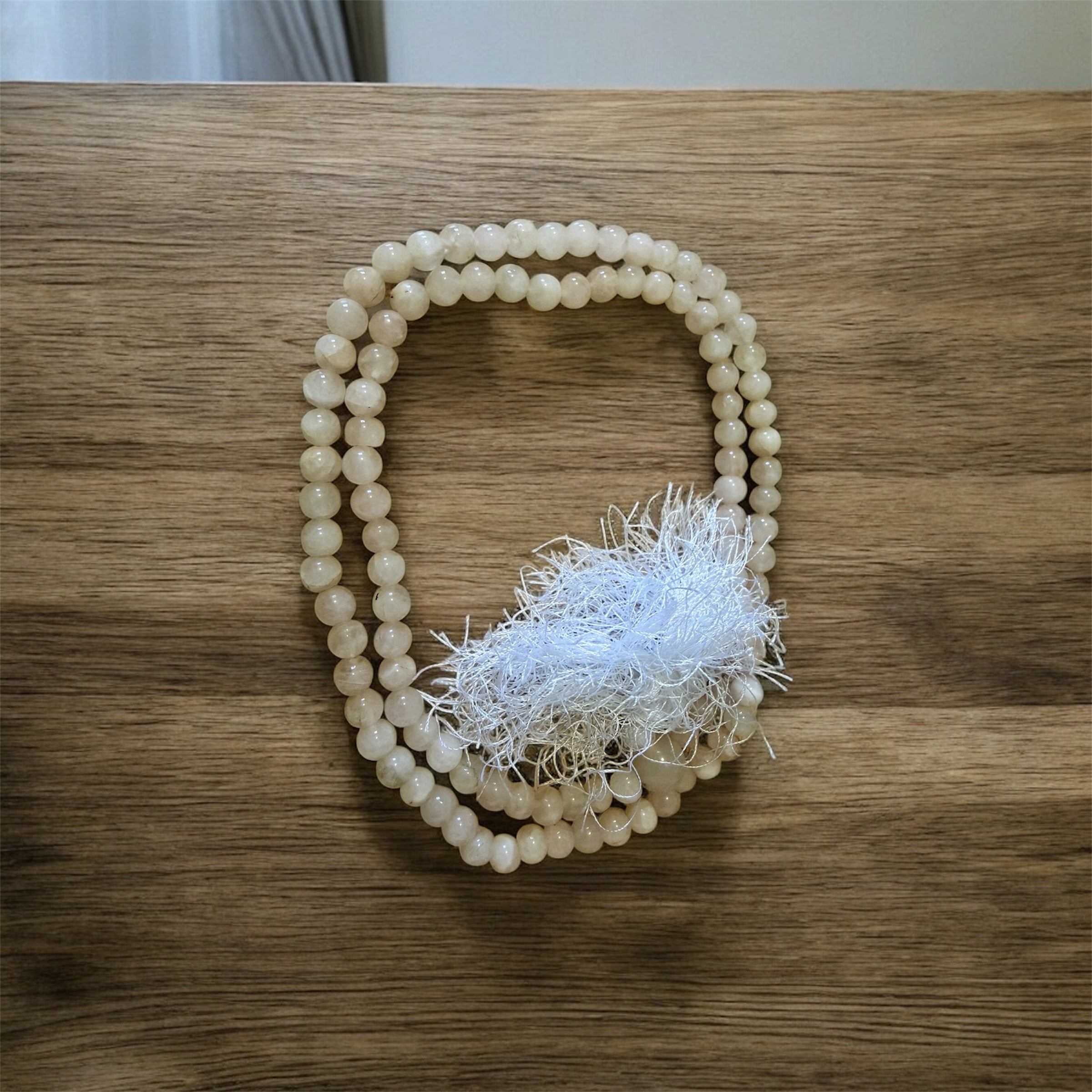 Natural Cream Moon stone Mala