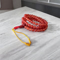Carnelian Mala with Yellow and Red Thread