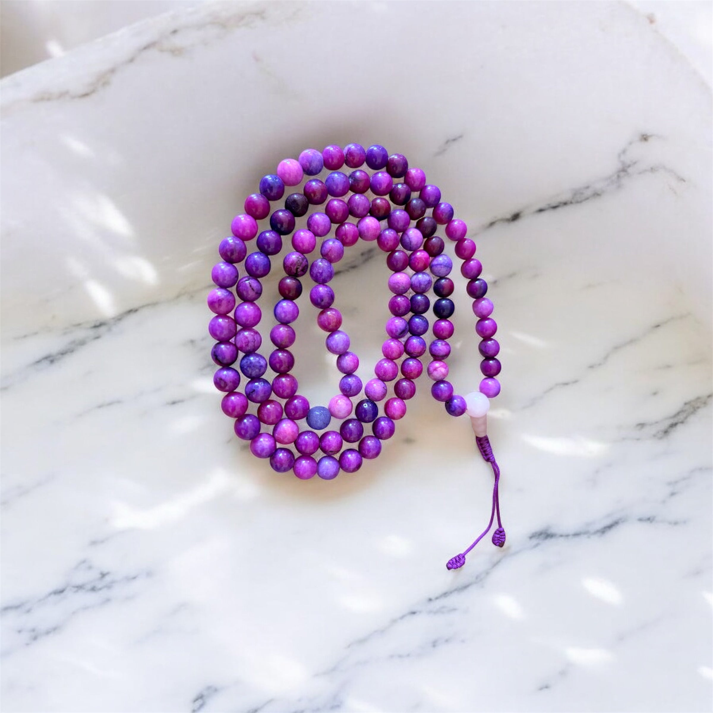 Jade Blue purple Mala