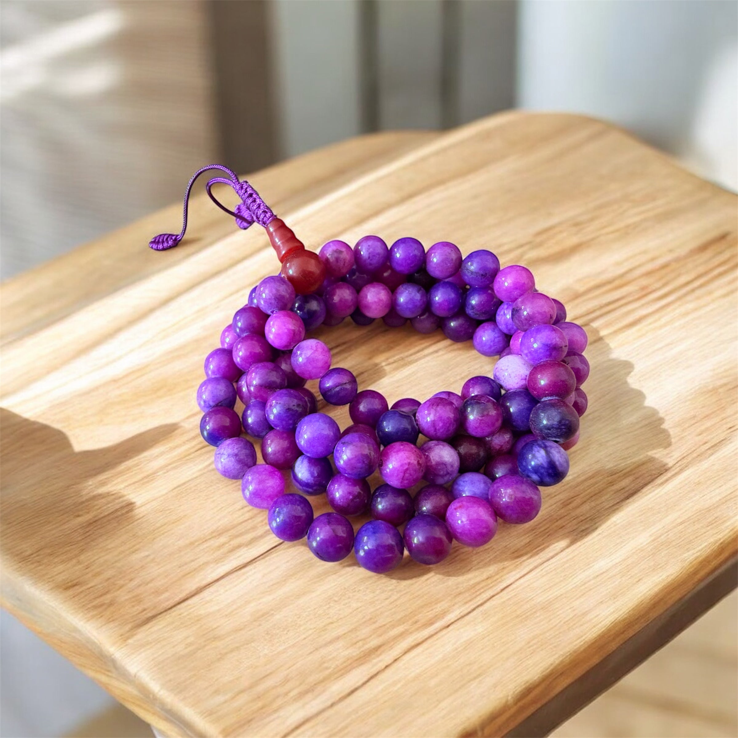 Jade Blue purple Mala