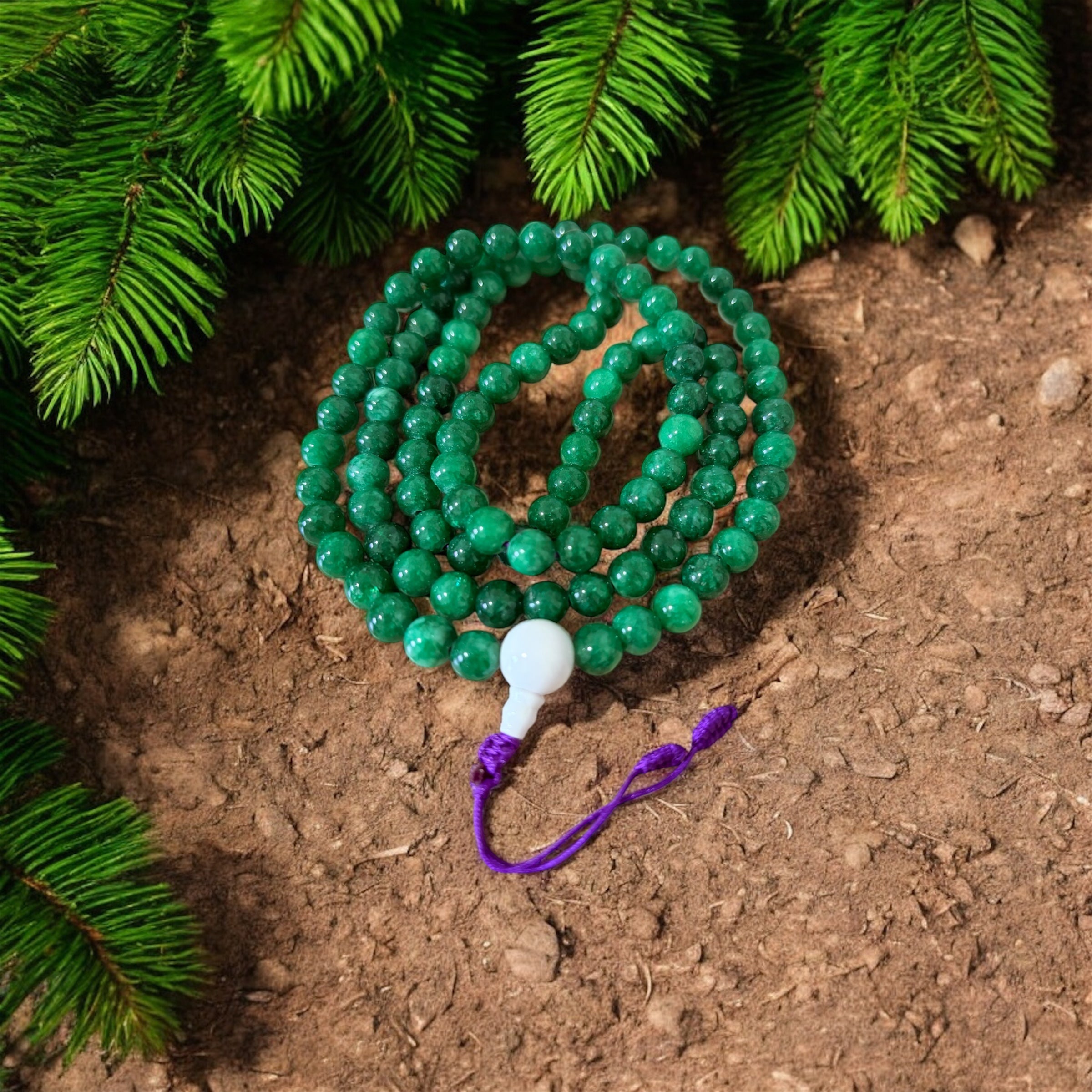 Natural Green Jade Mala