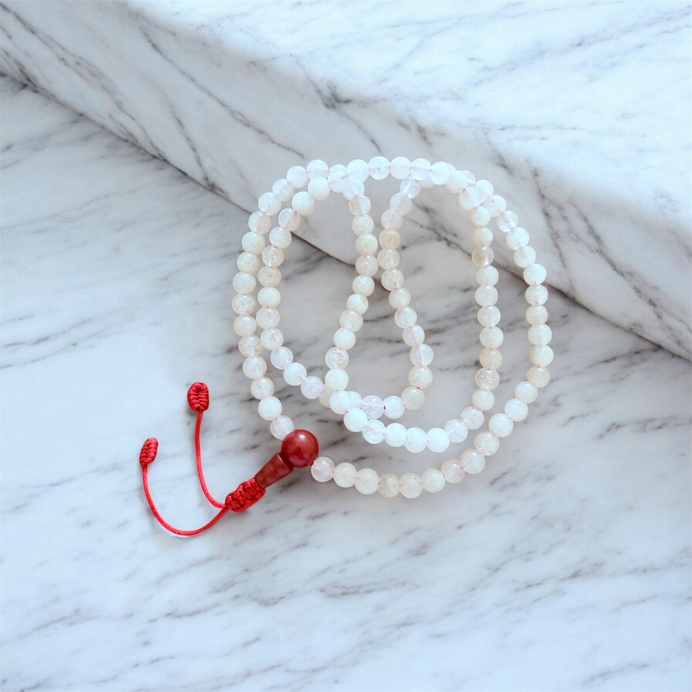 rose quartz 6 mm mala