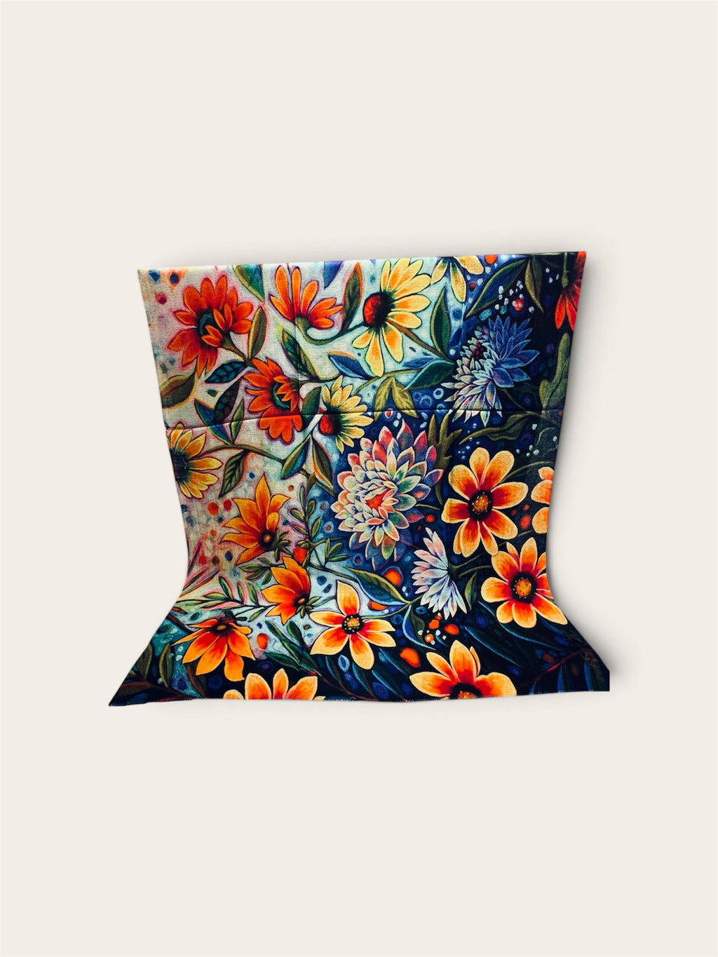 Featherlight Autumn Flower print Cashmere Scarf