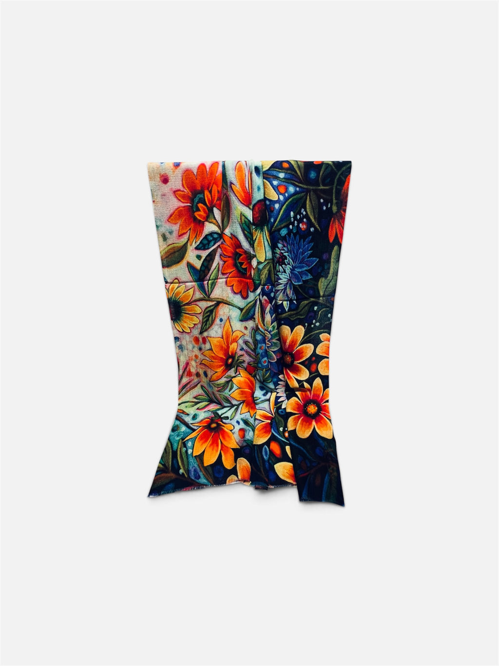 Featherlight Autumn Flower print Cashmere Scarf