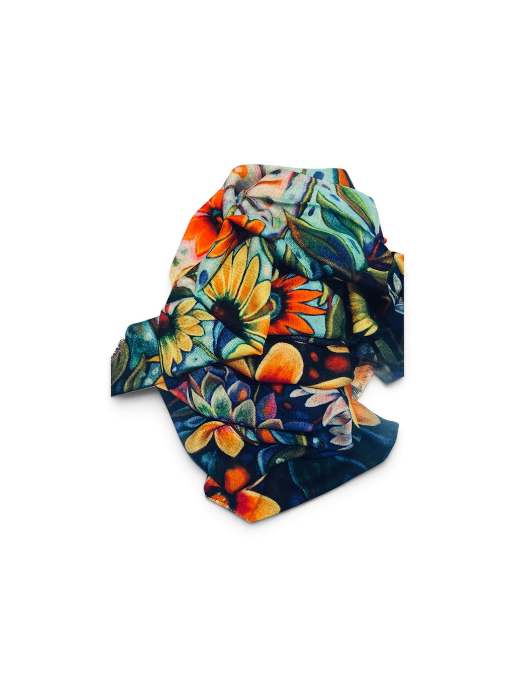 Featherlight Autumn Flower print Cashmere Scarf