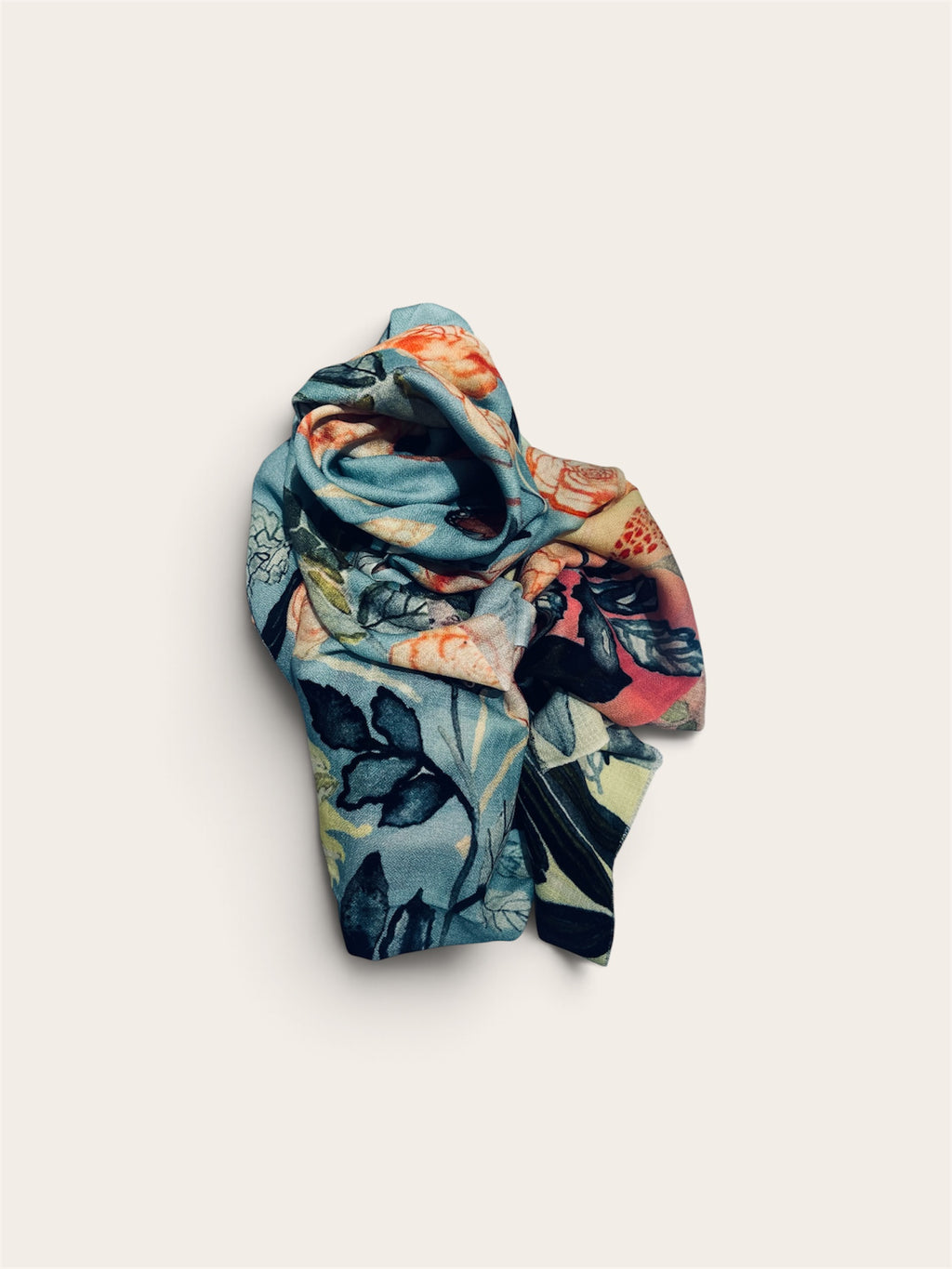 Featherlight Flower print Cashmere Scarf