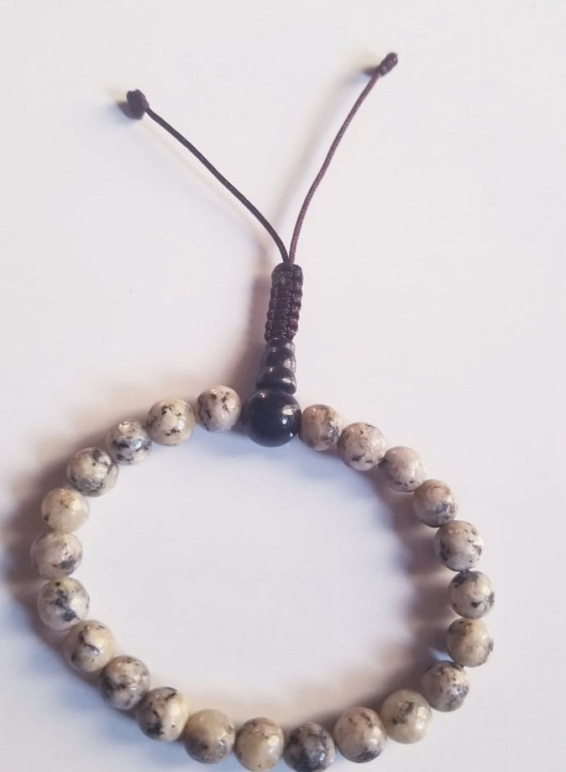 BLACK AND WHITE JASPER STONE BRACELET