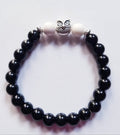 BLACK ONYX  WITH OWL CHARM BRACELET