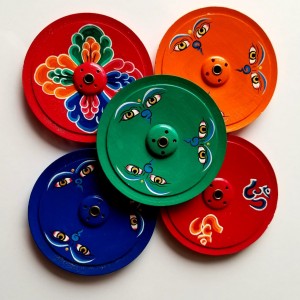OM FLAT WOODEN INCENSE BURNER