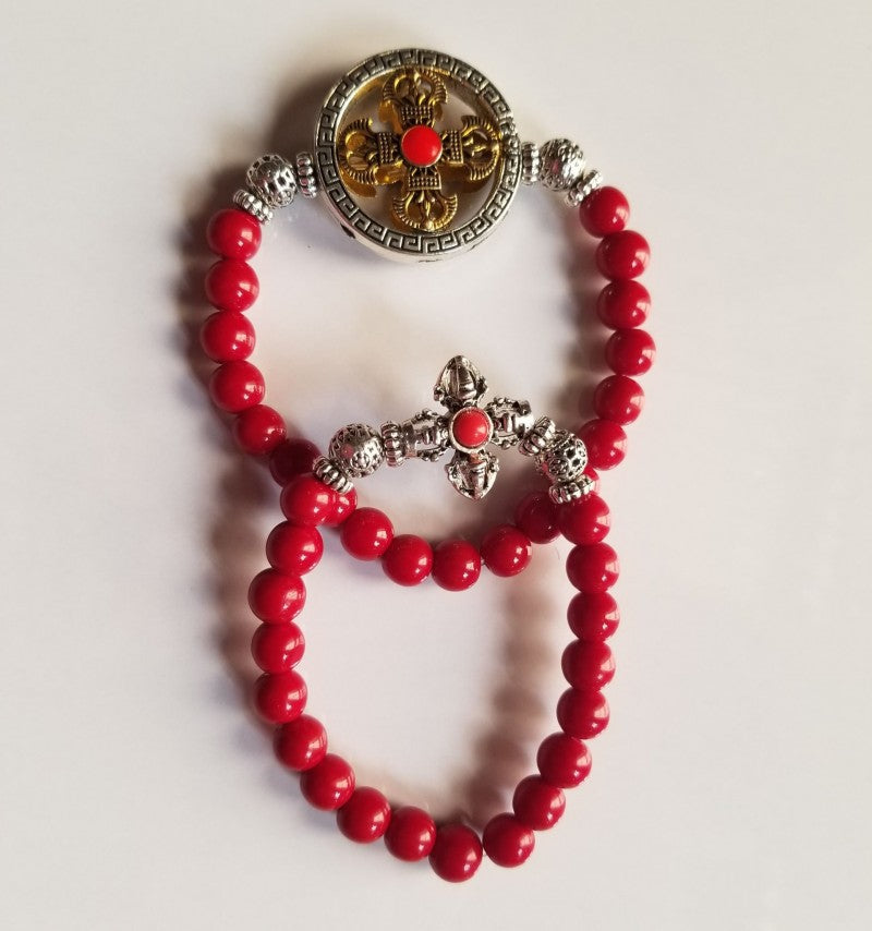 CORAL WITH DOUBLE DORJE COUPLE BRACELETS
