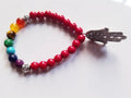 HAMSA SEVEN CHAKRA CORAL BRACELET