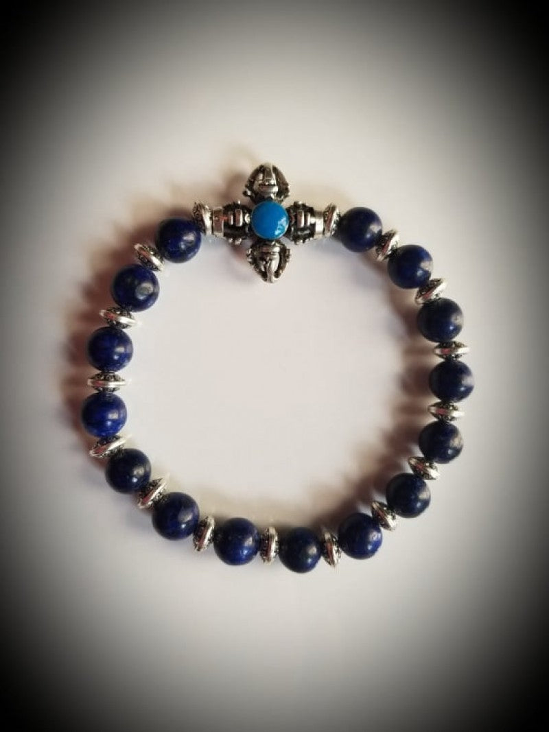 LAPIS WITH DOUBLE DORJE BRACELET