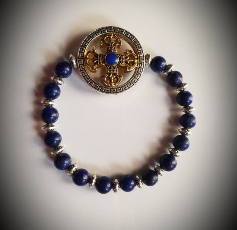 LAPIS WITH DOUBLE DORJE BRACELETS