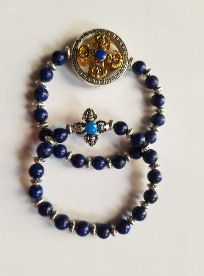 LAPIS WITH DOUBLE DORJE COUPLE BRACELETS
