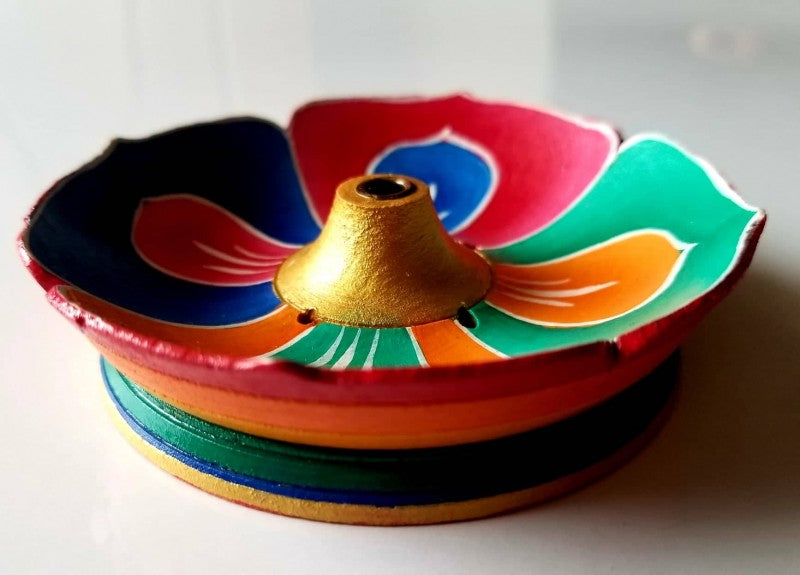 LOTUS DESIGN WOODEN INCENSE BURNER