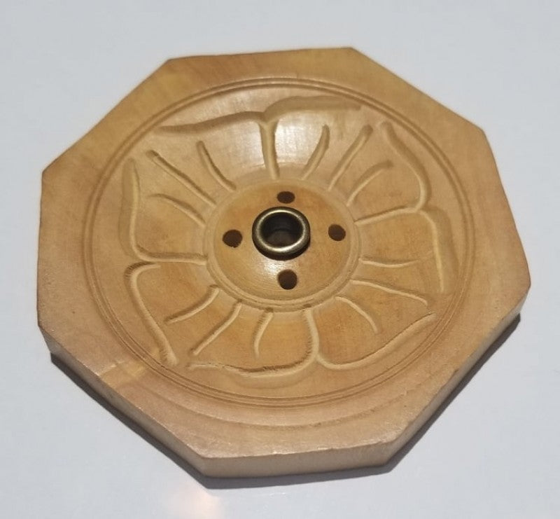 OCTAGONAL FLOWER WOODEN INCENSE BURNER